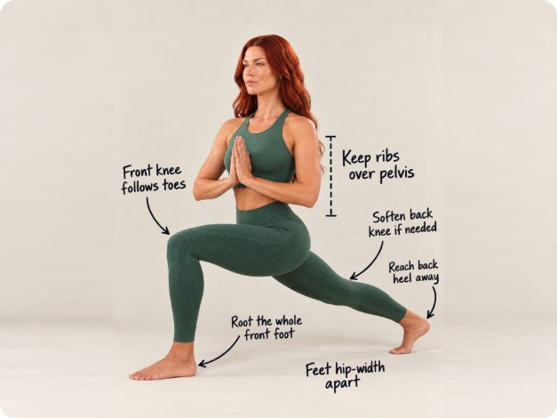 Yoga Space High Lunge with visual alignment cues